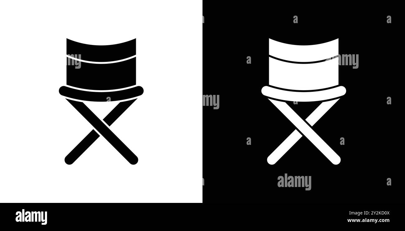 folding chair icon linear logo mark set collection in black and white ...