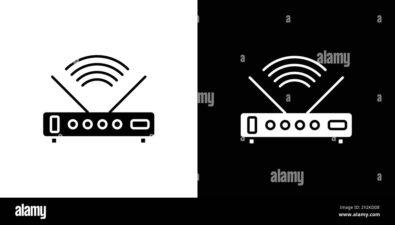 internet router icon linear logo mark set collection in black and white ...