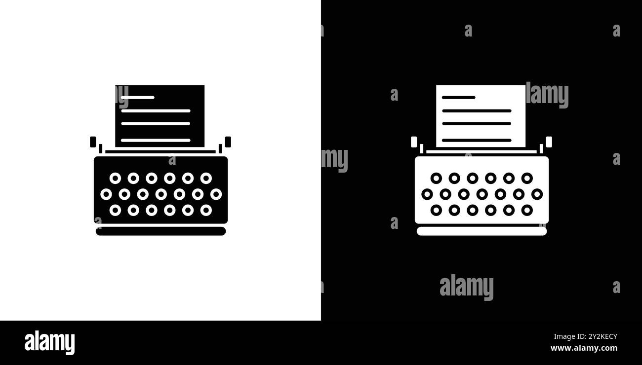 Typewriter icon linear logo mark set collection in black and white for ...