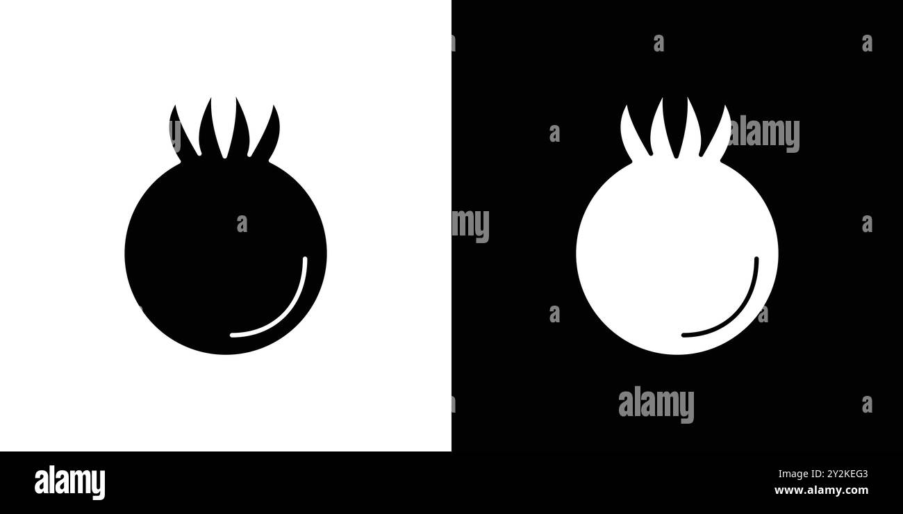 pomegranate icon linear logo mark set collection in black and white for web Stock Vector