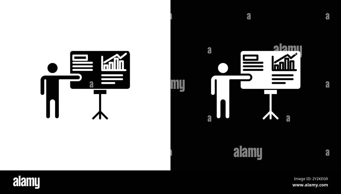 Presentation icon linear logo mark set collection in black and white ...