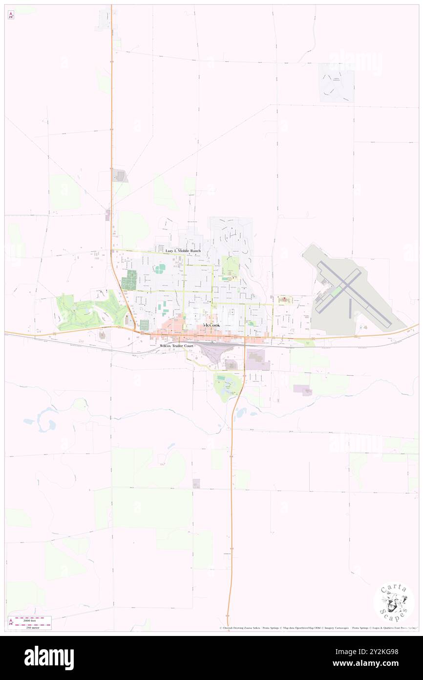 McCook, Red Willow County, US, United States, Nebraska, N 40 12' 7'', S 100 37' 32'', map, Cartascapes Map published in 2024. Explore Cartascapes, a map revealing Earth's diverse landscapes, cultures, and ecosystems. Journey through time and space, discovering the interconnectedness of our planet's past, present, and future. Stock Photo