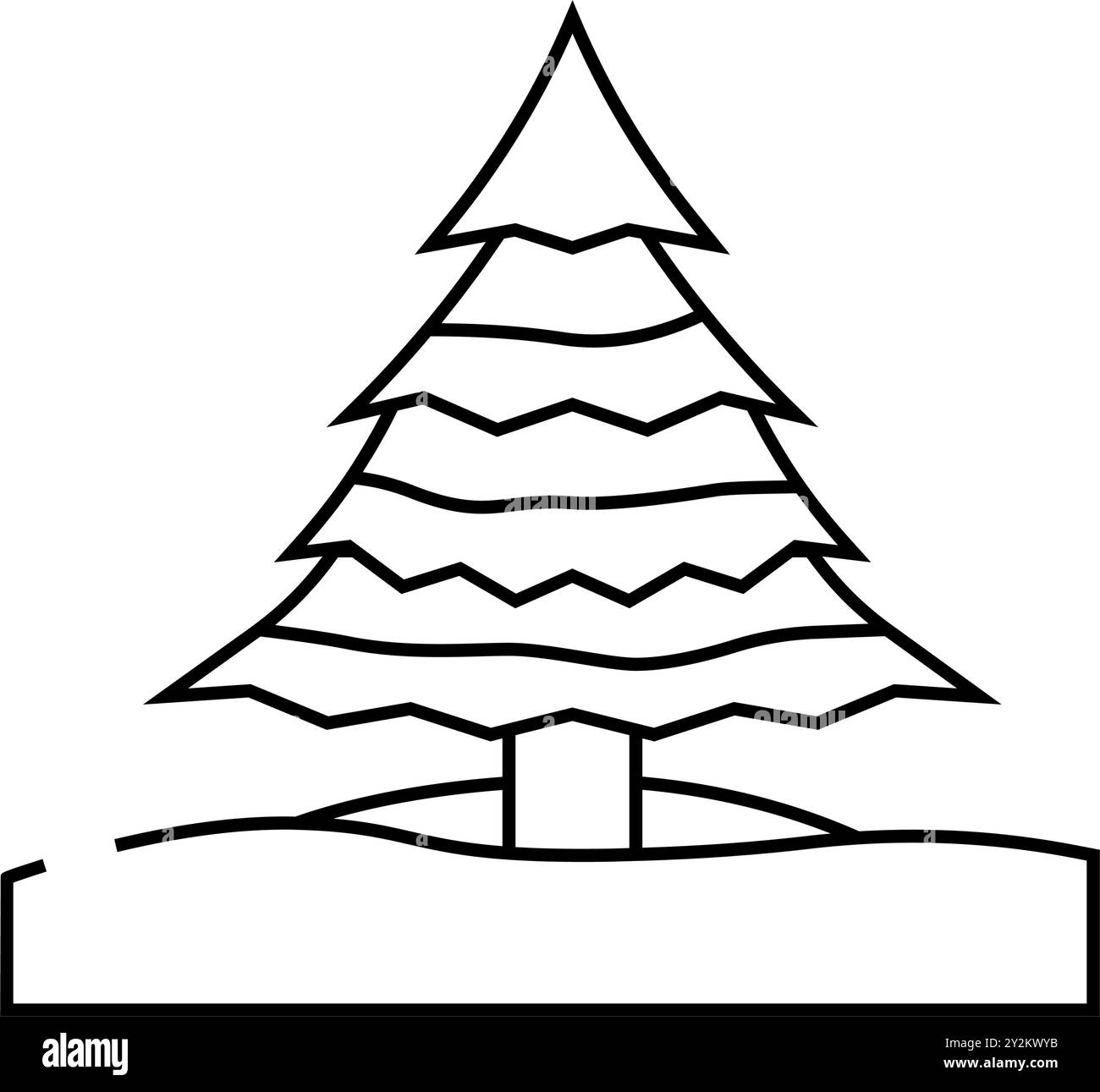 snow covered tree winter season line icon vector illustration Stock ...