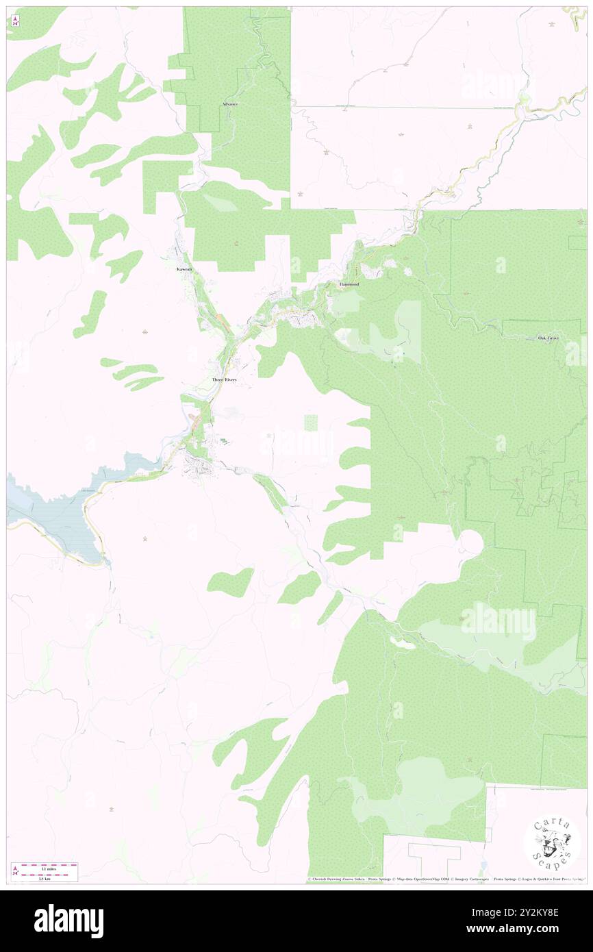 Three Rivers, Tulare County, US, United States, California, N 36 26' 19'', S 118 54' 16'', map, Cartascapes Map published in 2024. Explore Cartascapes, a map revealing Earth's diverse landscapes, cultures, and ecosystems. Journey through time and space, discovering the interconnectedness of our planet's past, present, and future. Stock Photo