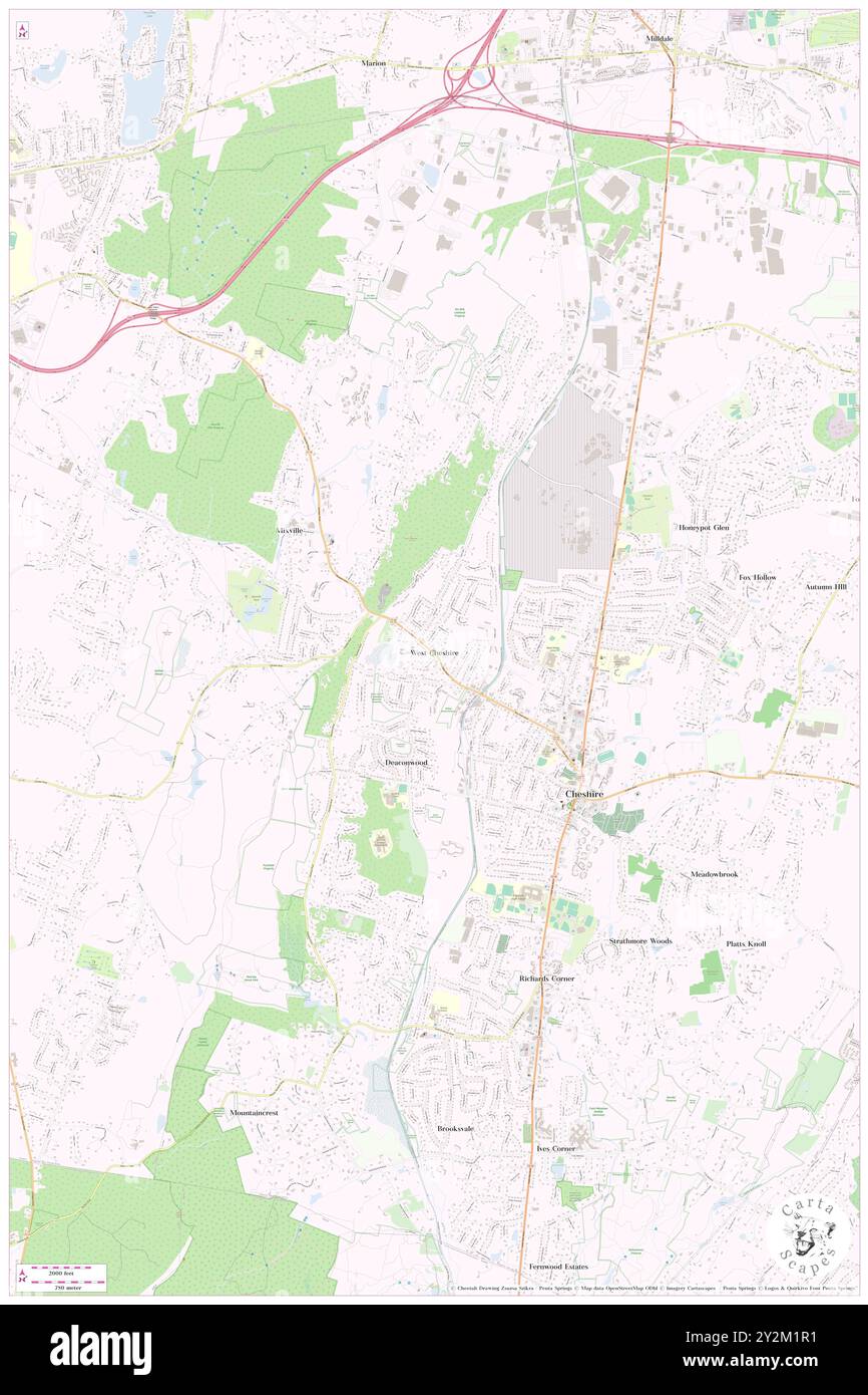 West Cheshire, New Haven County, US, United States, Connecticut, N 41 30' 41'', S 72 55' 6'', map, Cartascapes Map published in 2024. Explore Cartascapes, a map revealing Earth's diverse landscapes, cultures, and ecosystems. Journey through time and space, discovering the interconnectedness of our planet's past, present, and future. Stock Photo