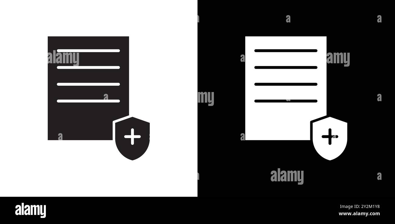Health insurance icon Black line art vector in black and white outline ...