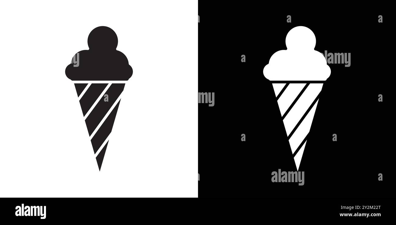 ice cream cone icon Black line art vector in black and white outline ...