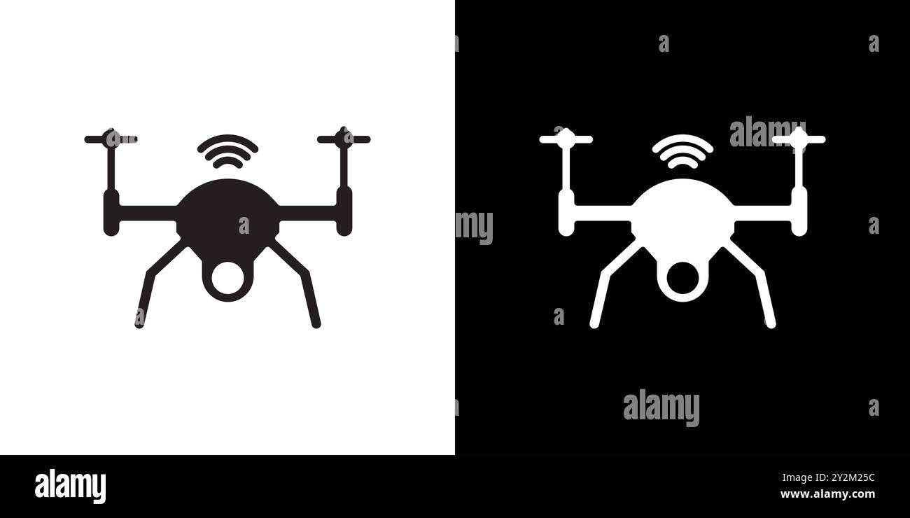 Drone Technology icon Black line art vector in black and white outline ...