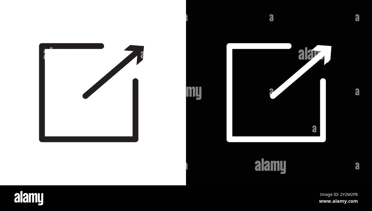 External link icon Black line art vector in black and white outline set ...