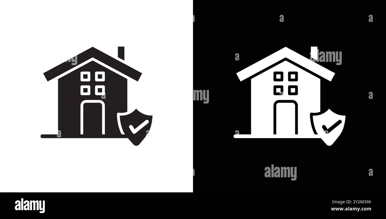Home security icon Black line art vector in black and white outline set ...