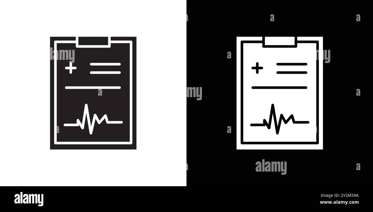 Medical report icon Black line art vector in black and white outline ...