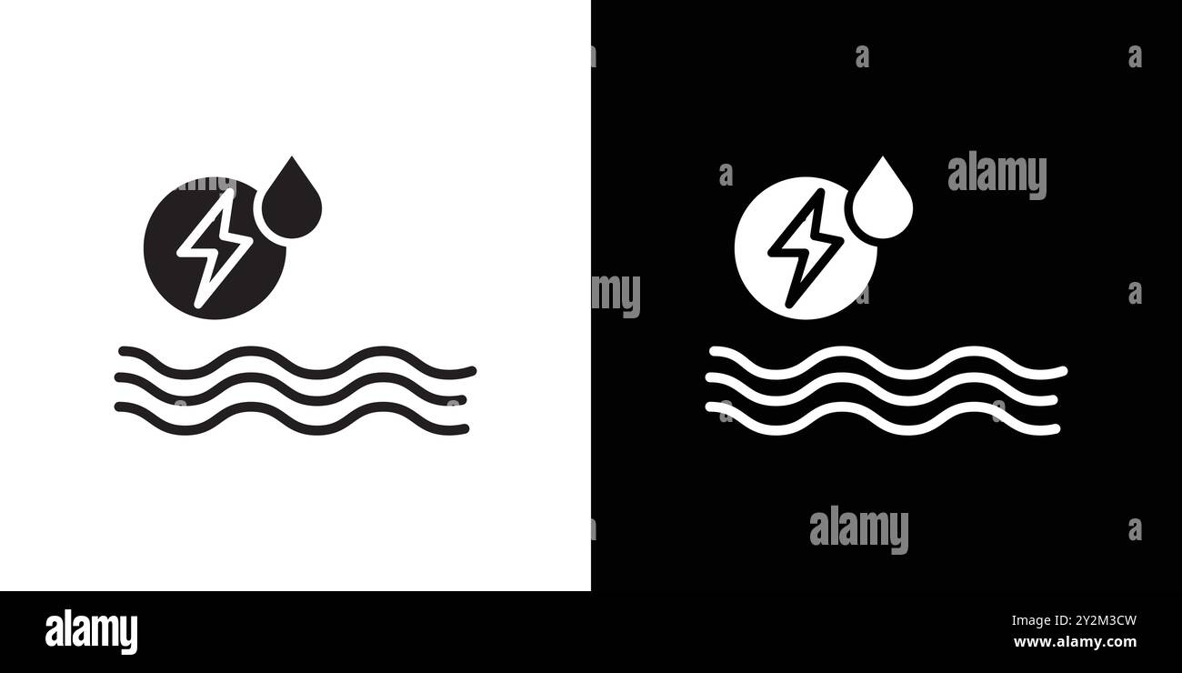 Hydroelectric energy icon Black line art vector in black and white ...