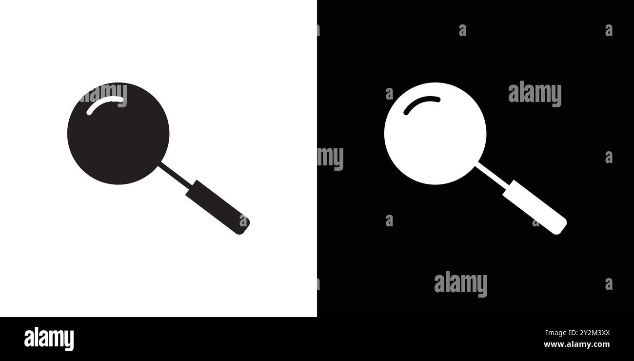 Magnifying glass icon Black line art vector in black and white outline ...
