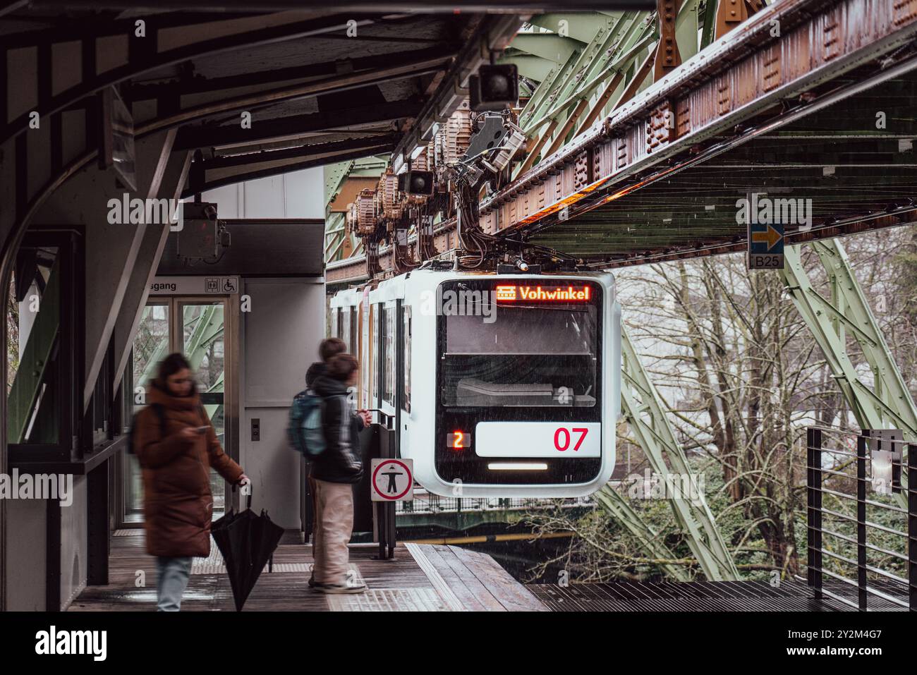 Wuppertal, North Rhine Westphalia, Germany March 11, 2024. Overground railway station. Schwebebahn platform in city center. Stock Photo