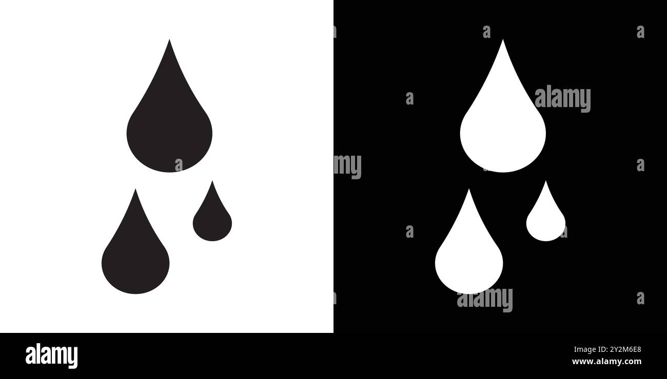 water drops icon Black line art vector in black and white outline set ...