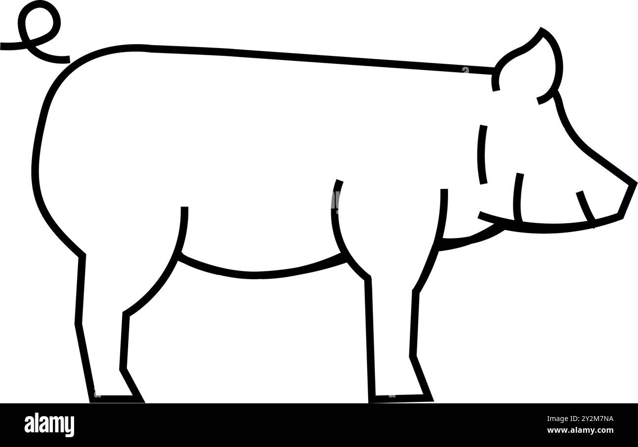 yorkshire pig breed line icon vector illustration Stock Vector Image ...