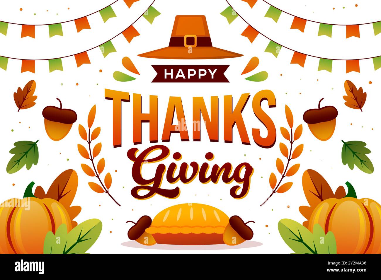 happy thanksgiving background illustration in gradient Stock Vector