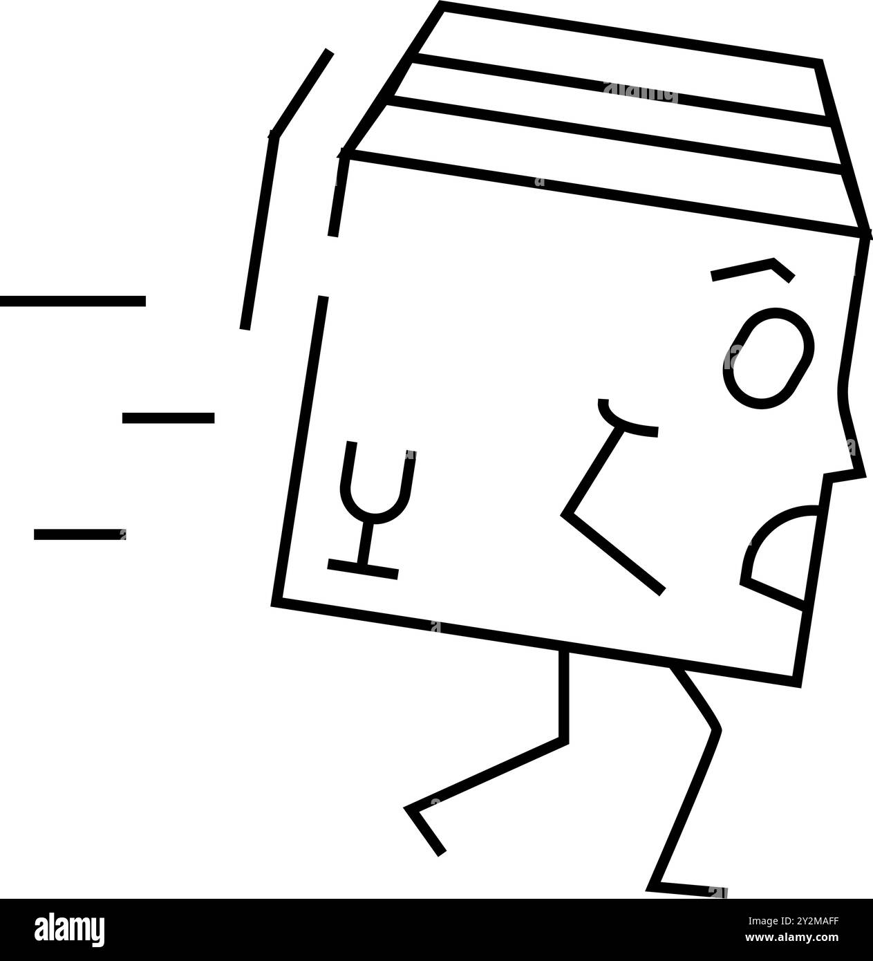 run cardboard box character line icon vector illustration Stock Vector ...