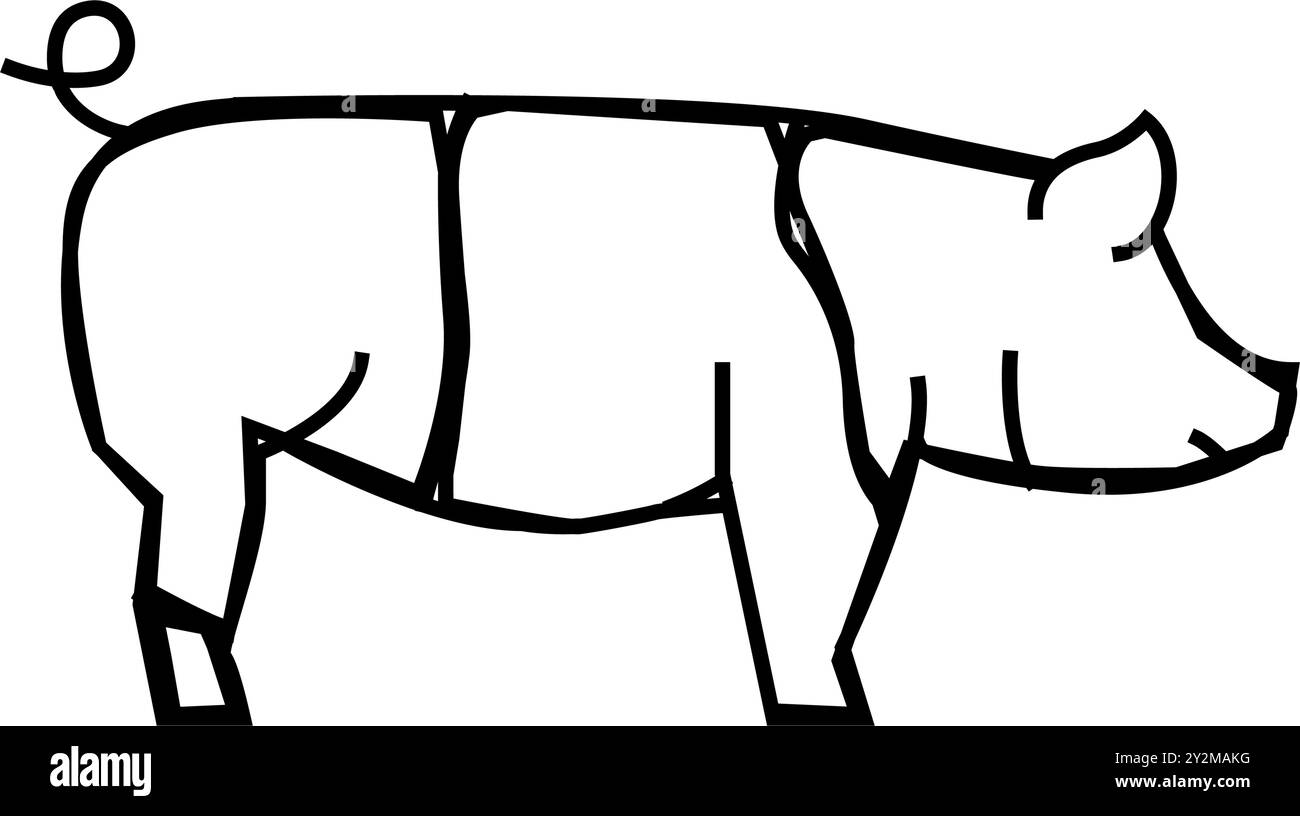 hampshire pig breed line icon vector illustration Stock Vector Image ...