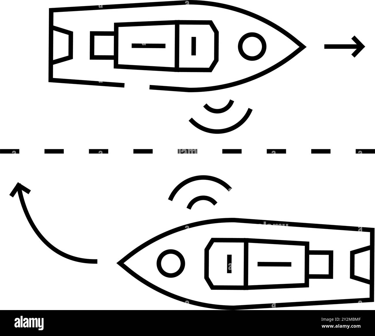 ship collision avoidance systems line icon vector illustration Stock ...