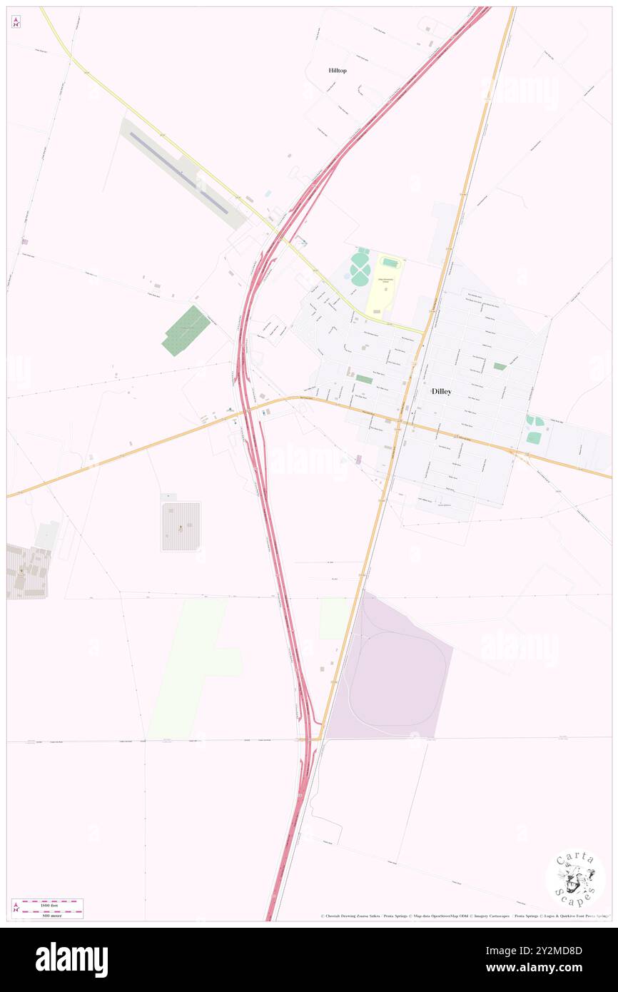 Dilley, Frio County, US, United States, Texas, N 28 40' 2'', S 99 10' 14'', map, Cartascapes Map published in 2024. Explore Cartascapes, a map revealing Earth's diverse landscapes, cultures, and ecosystems. Journey through time and space, discovering the interconnectedness of our planet's past, present, and future. Stock Photo