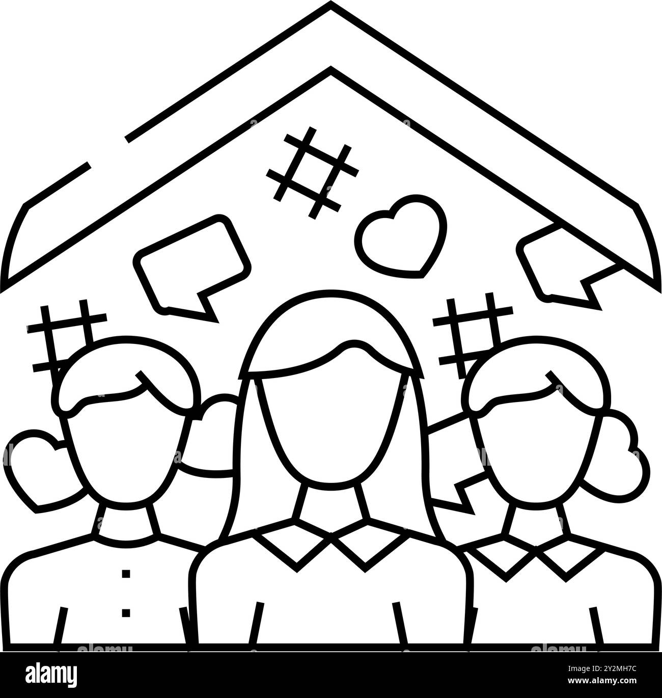 community building social media line icon vector illustration Stock ...