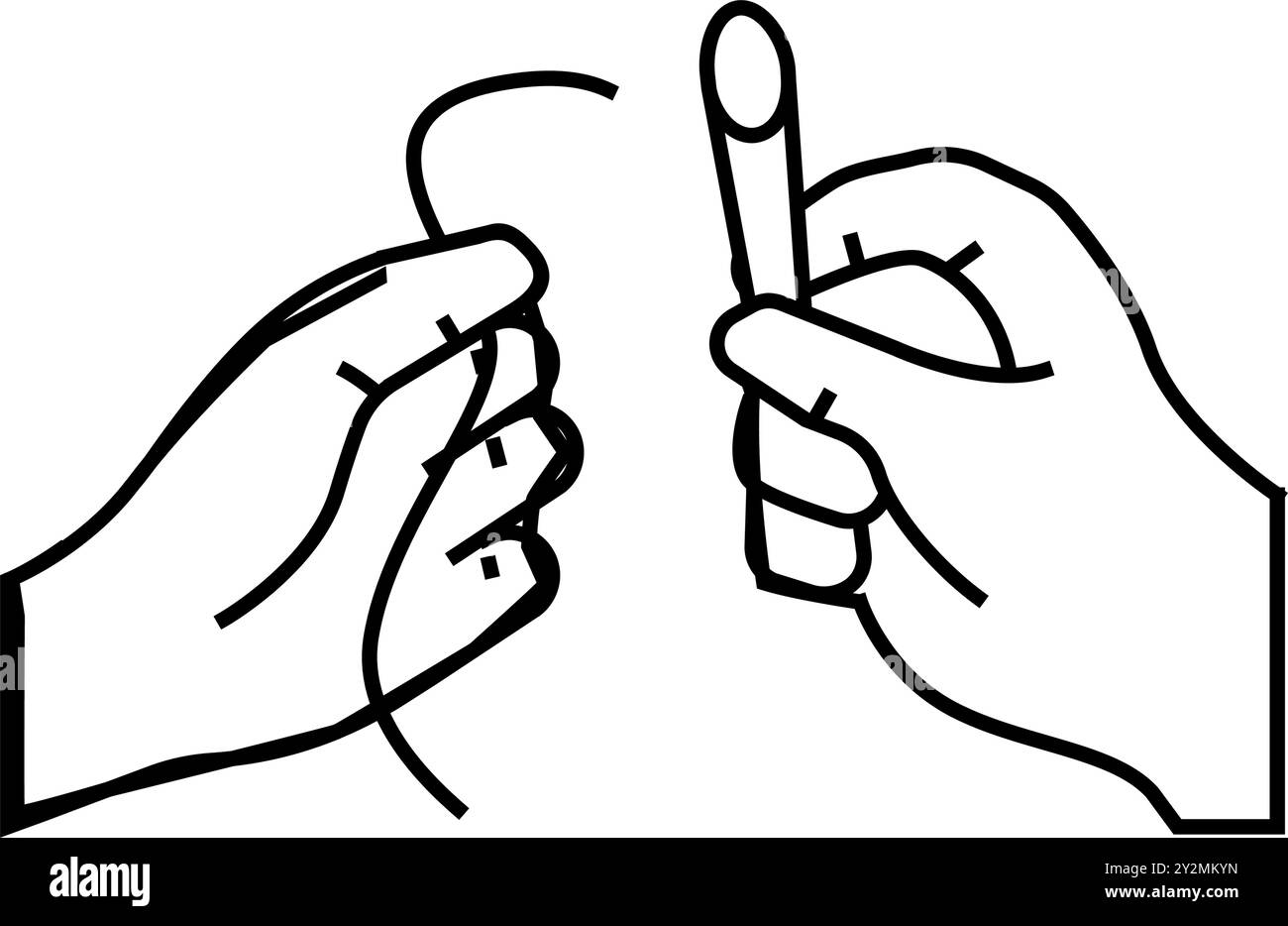 insert thread into needle line icon vector illustration Stock Vector ...