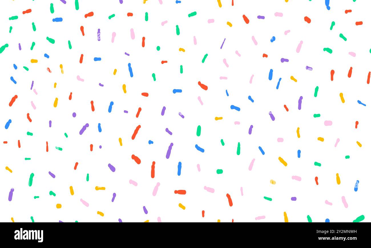 Colorful small dash seamless pattern on white background. Stock Vector