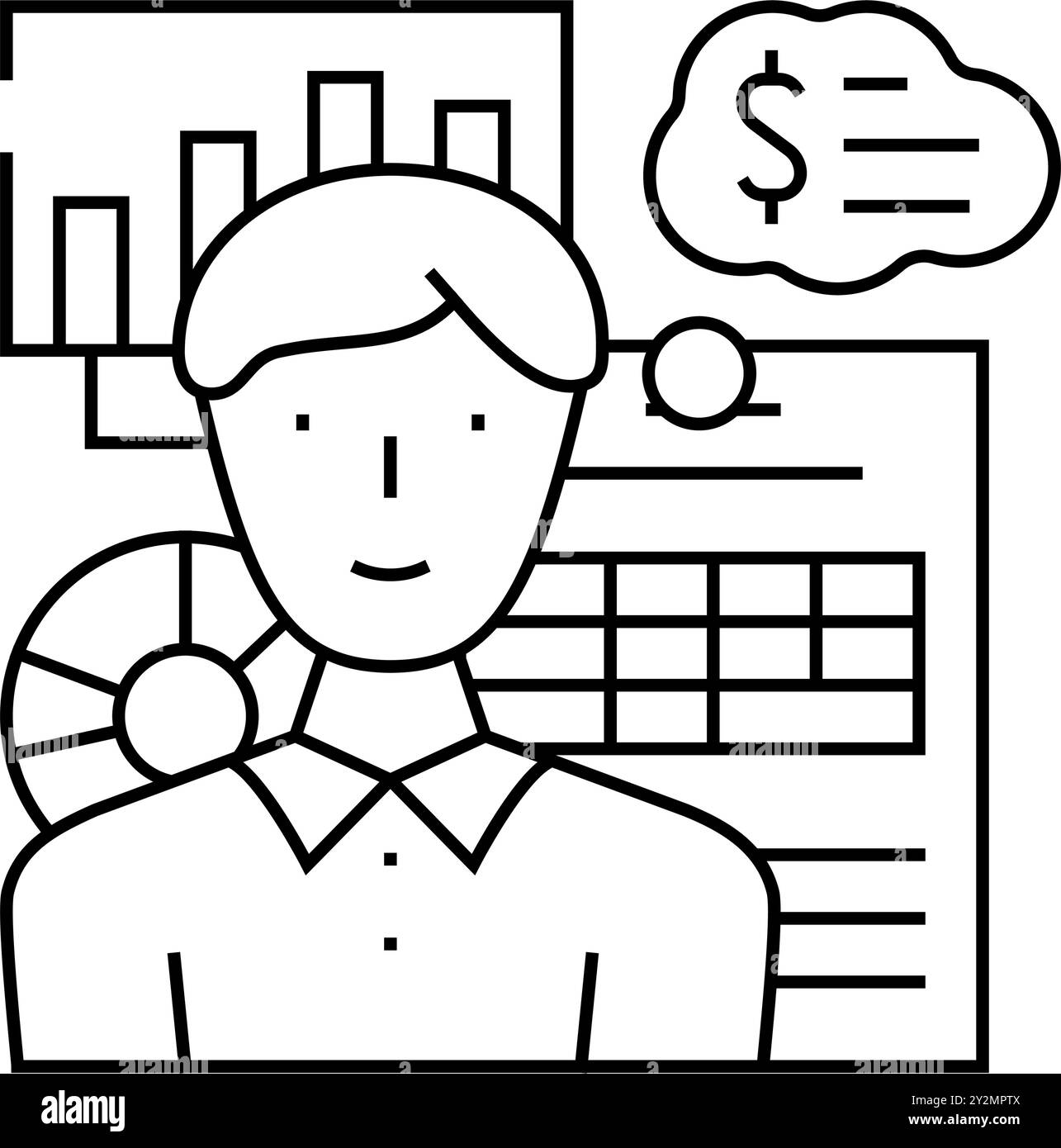 financial advisor line icon vector illustration Stock Vector Image ...