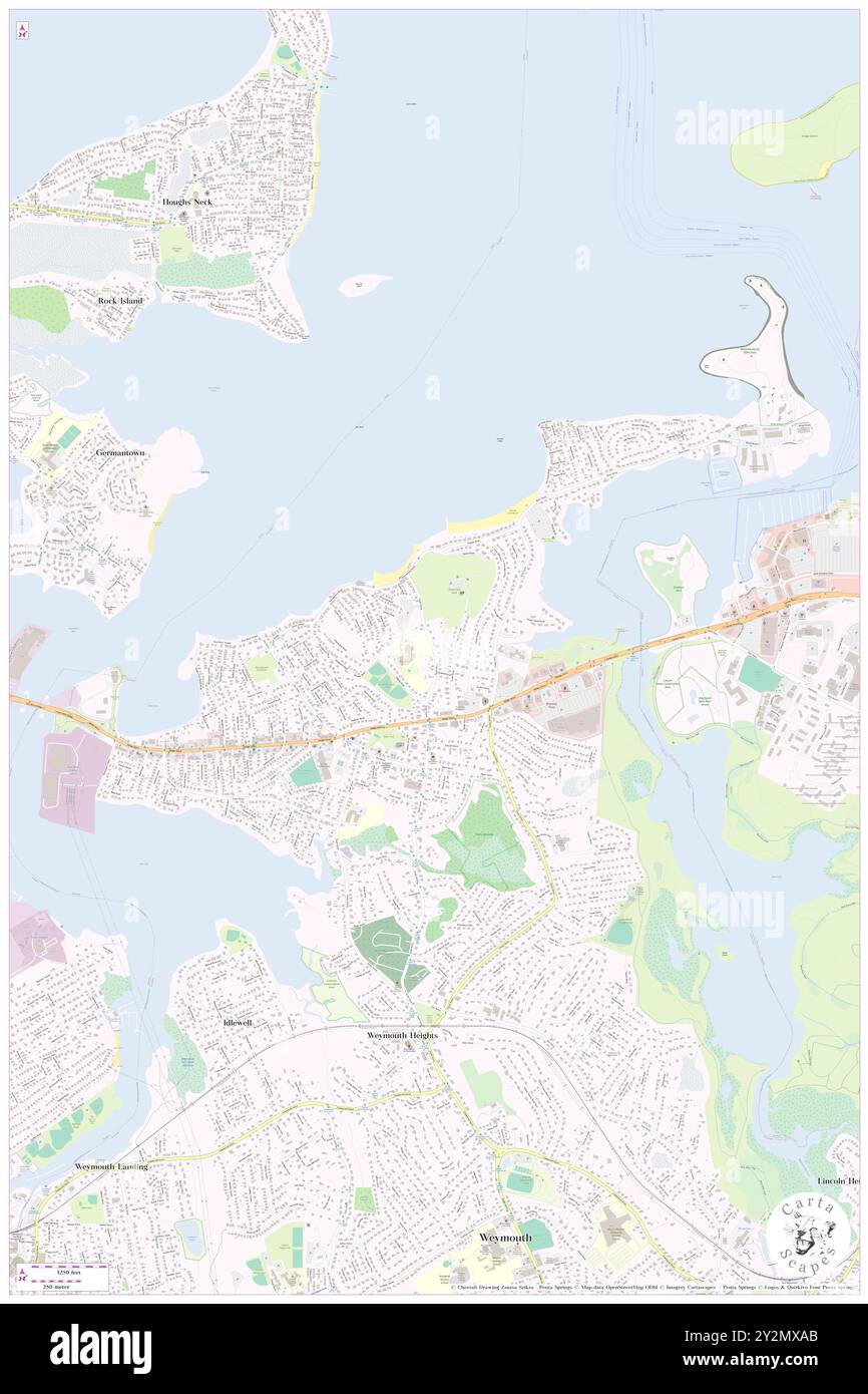 North Weymouth, Norfolk County, US, United States, Massachusetts, N 42 14' 45'', S 70 56' 48'', map, Cartascapes Map published in 2024. Explore Cartascapes, a map revealing Earth's diverse landscapes, cultures, and ecosystems. Journey through time and space, discovering the interconnectedness of our planet's past, present, and future. Stock Photo