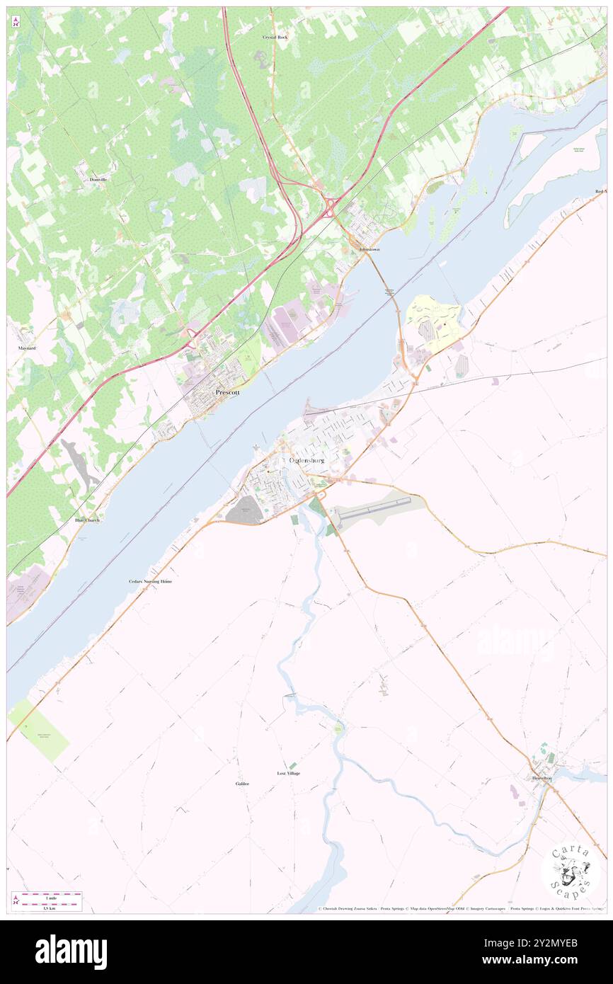 Ogdensburg, St. Lawrence County, US, United States, New York, N 44 41' 39'', S 75 29' 10'', map, Cartascapes Map published in 2024. Explore Cartascapes, a map revealing Earth's diverse landscapes, cultures, and ecosystems. Journey through time and space, discovering the interconnectedness of our planet's past, present, and future. Stock Photo