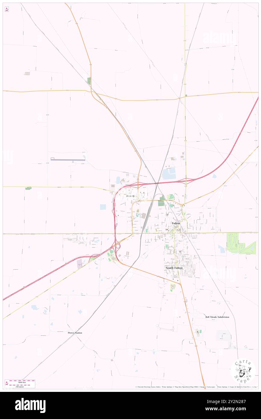 Riceville, Fulton County, US, United States, Kentucky, N 36 30' 51'', S 88 53' 35'', map, Cartascapes Map published in 2024. Explore Cartascapes, a map revealing Earth's diverse landscapes, cultures, and ecosystems. Journey through time and space, discovering the interconnectedness of our planet's past, present, and future. Stock Photo