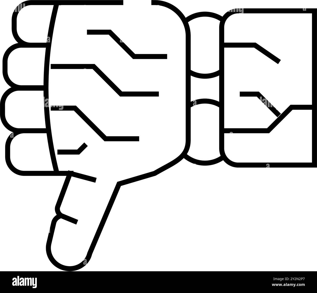 thumb down robot hand gesture line icon vector illustration Stock ...