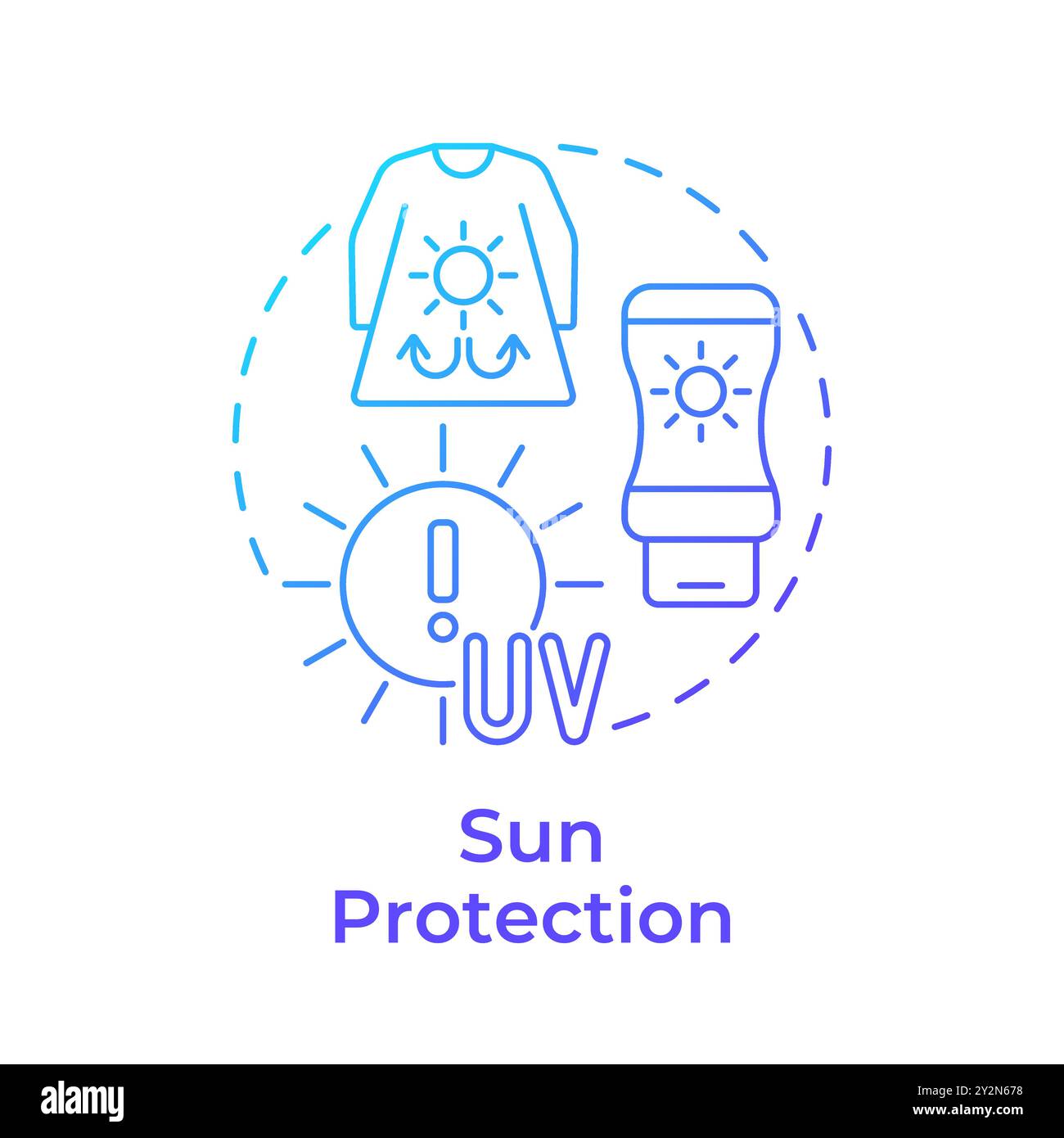 Sun protection blue gradient concept icon Stock Vector