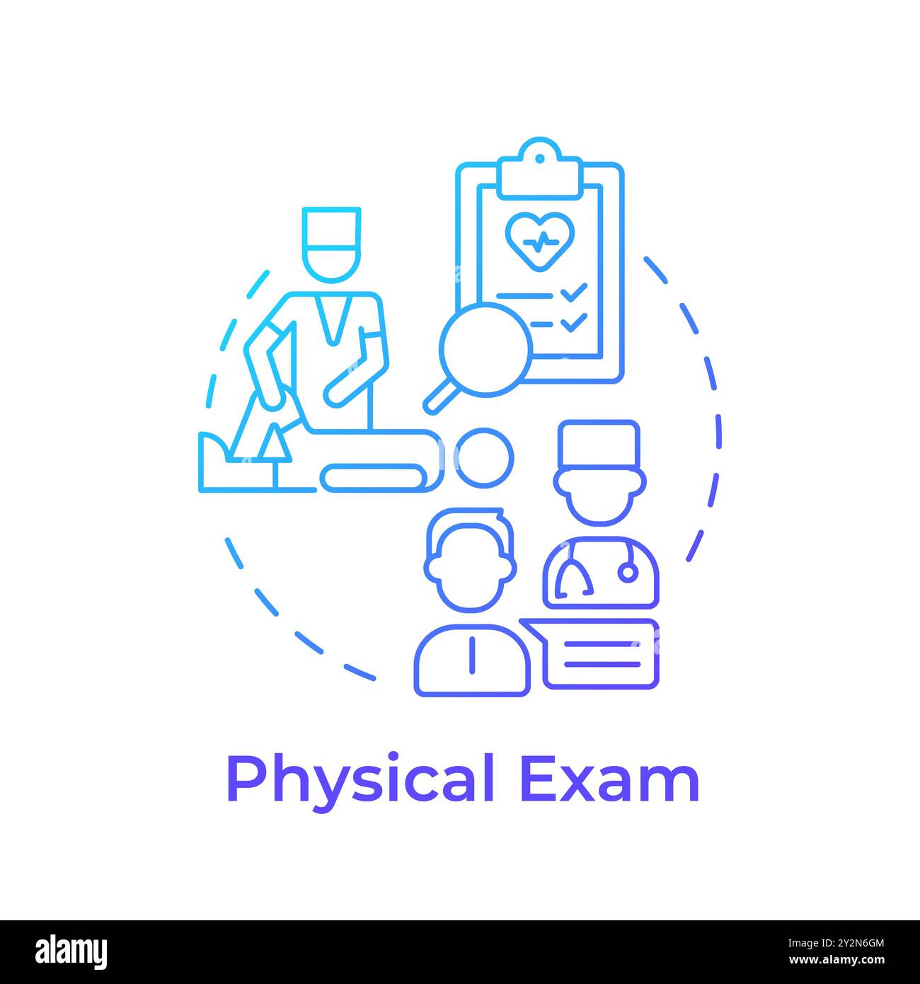 Physical exam blue gradient concept icon Stock Vector