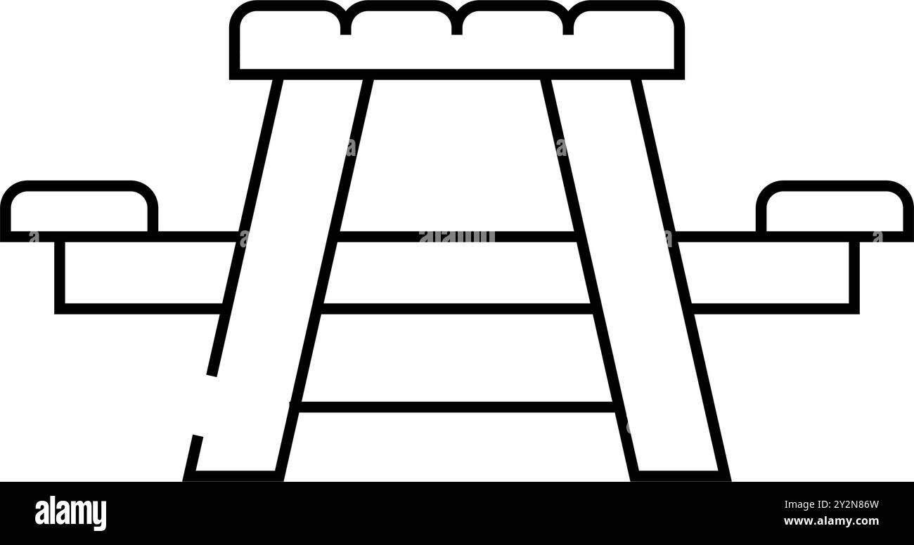 picnic table outdoor furniture line icon vector illustration Stock ...