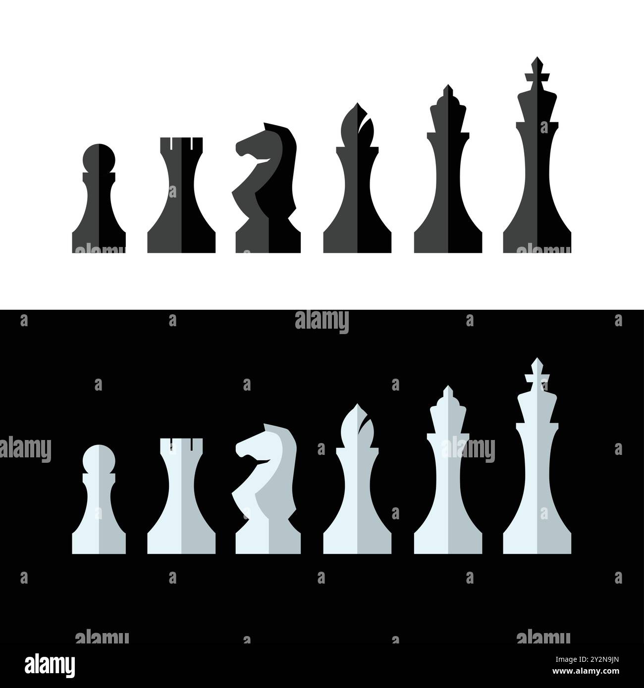 Collection of chess figures black and white background Vector ...