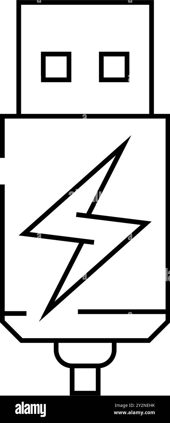 usb charging label product caution line icon vector illustration Stock ...