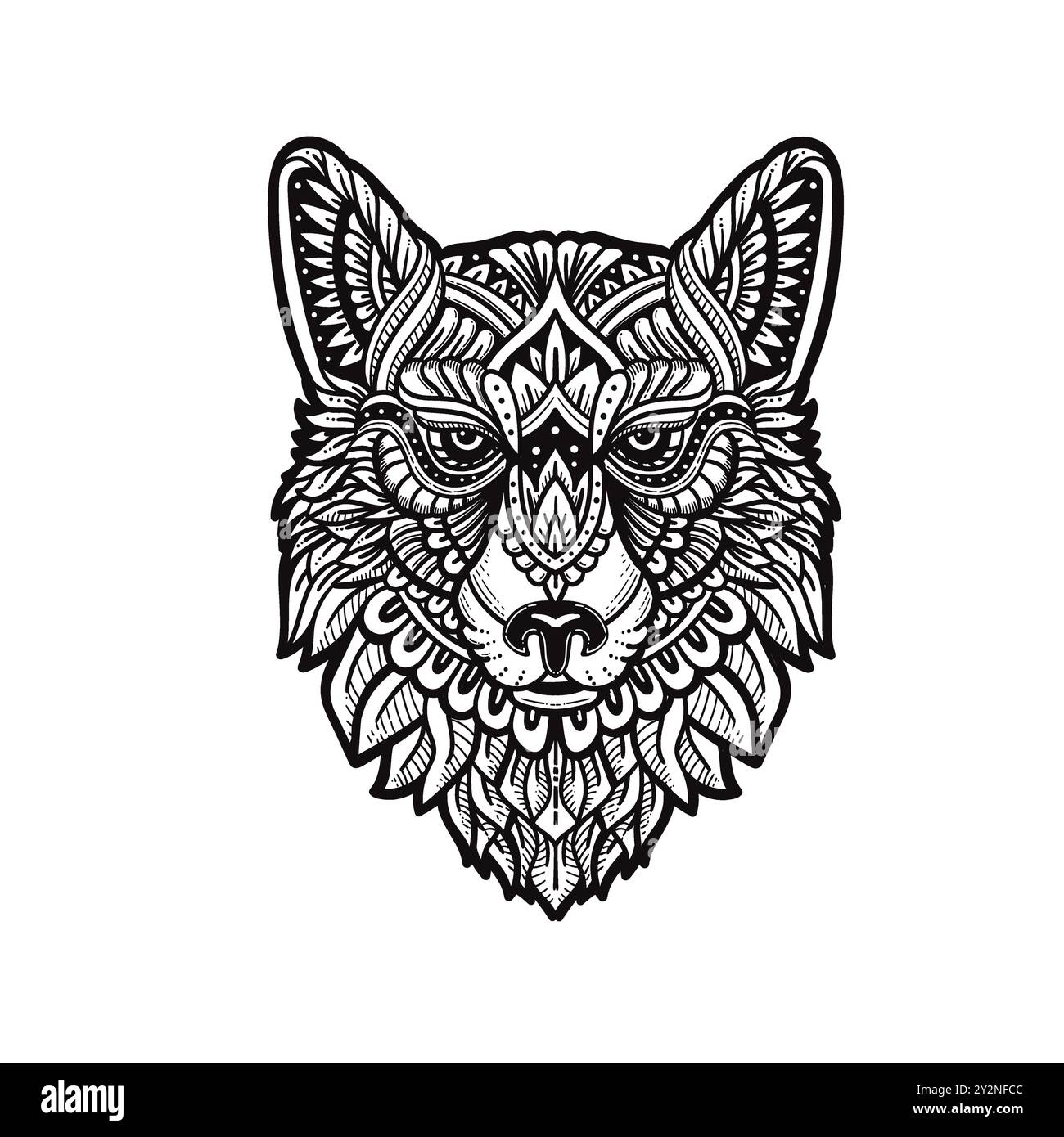 abstract hand drawn wolf head zentagle vector illustration Stock Vector