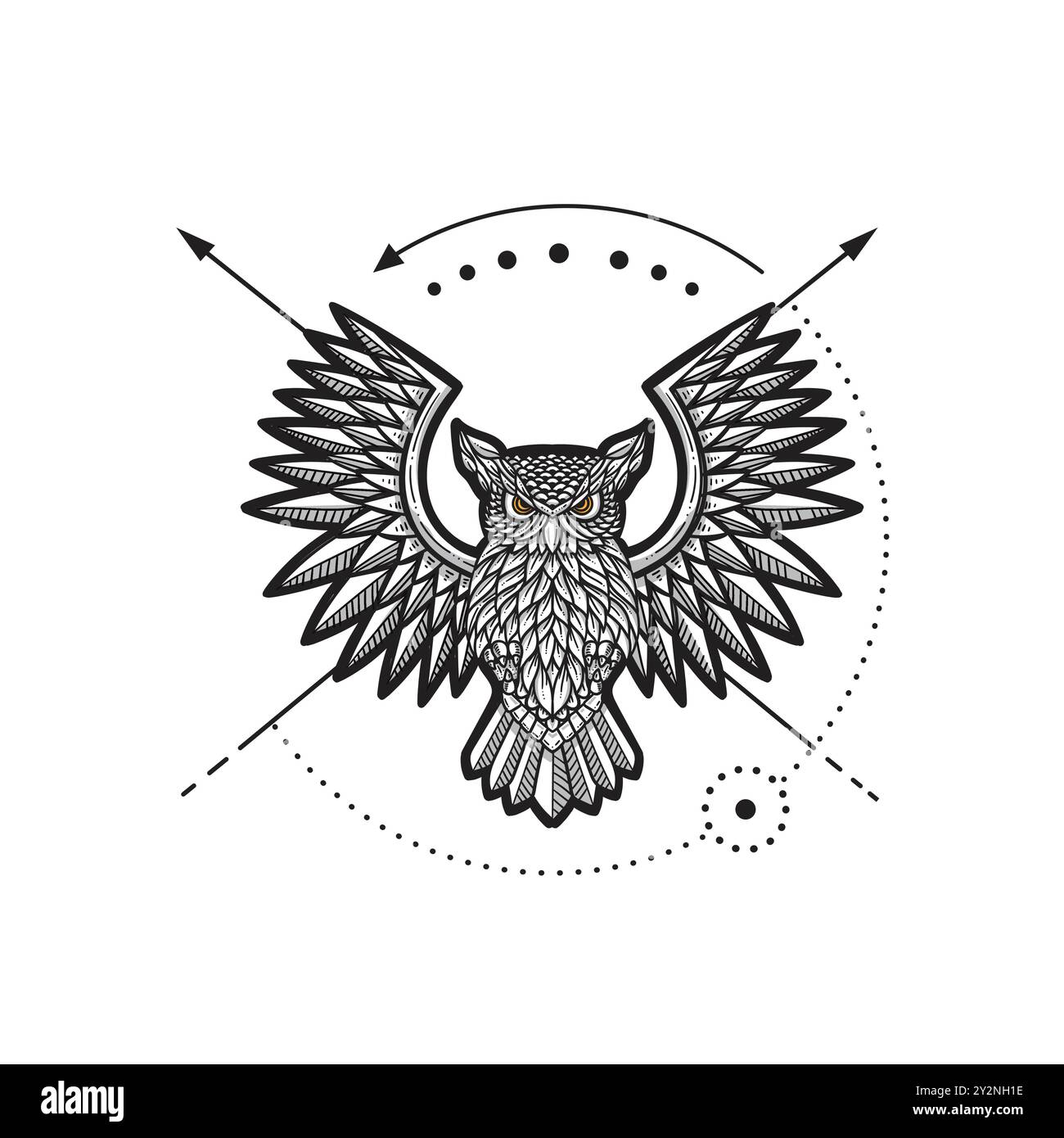 hand drawn of flying owl Ethnic vector illustration Stock Vector Image ...
