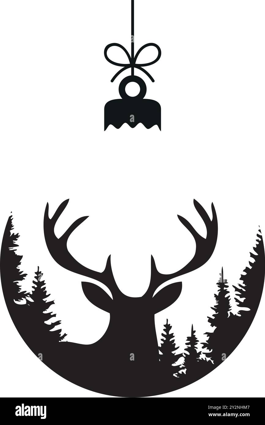 hanging christmas ball with deer decoration vector illustration Stock ...