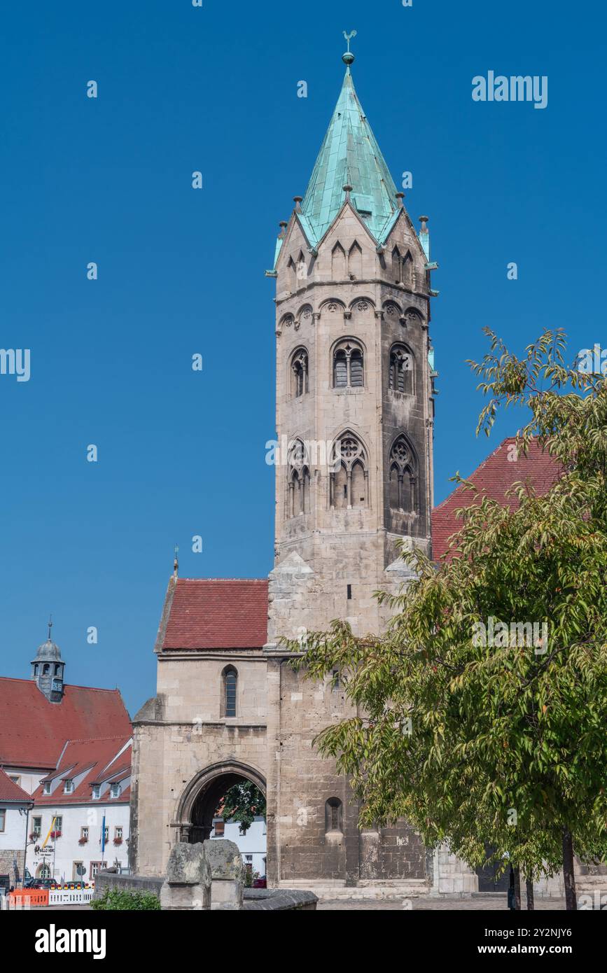 Sankt Marien Kirche (St Marys Church) glorious blue sky - Gothic 13th century church in the centre of Freyburg, Saxony Anhalt, Germany, Europe Stock Photo