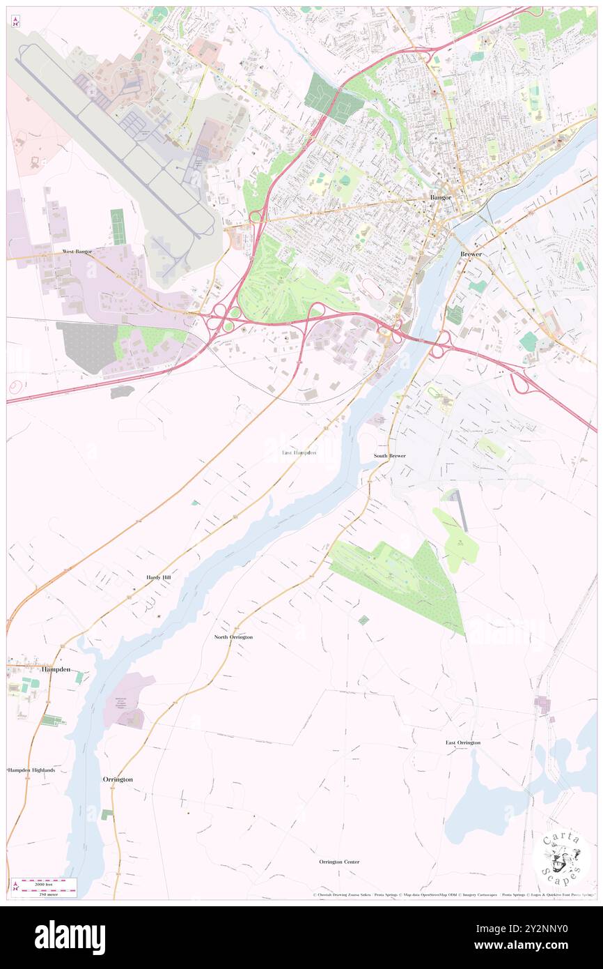 East Hampden, Penobscot County, US, United States, Maine, N 44 46' 14'', S 68 47' 42'', map, Cartascapes Map published in 2024. Explore Cartascapes, a map revealing Earth's diverse landscapes, cultures, and ecosystems. Journey through time and space, discovering the interconnectedness of our planet's past, present, and future. Stock Photo