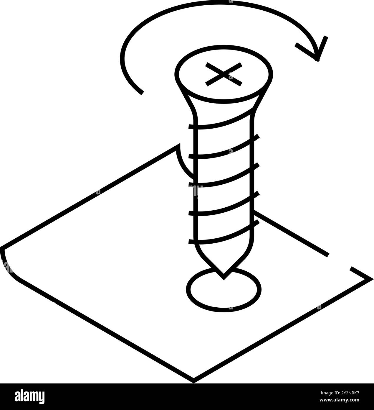 tighten screw screwdriver assembly furniture line icon vector ...