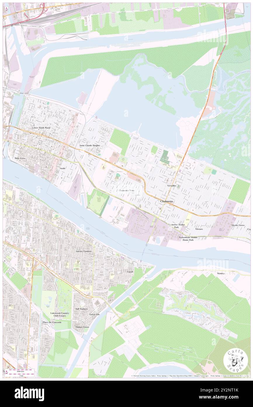 Chalmette Vista, Saint Bernard Parish, US, United States, Louisiana, N 29 56' 47'', S 89 58' 45'', map, Cartascapes Map published in 2024. Explore Cartascapes, a map revealing Earth's diverse landscapes, cultures, and ecosystems. Journey through time and space, discovering the interconnectedness of our planet's past, present, and future. Stock Photo