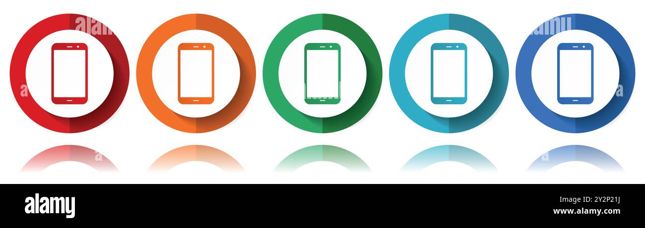 Smartphone, mobile phone vector icons, flat icon set for logo design, webdesign and mobile applications, colorful web button collection in eps 10 Stock Vector