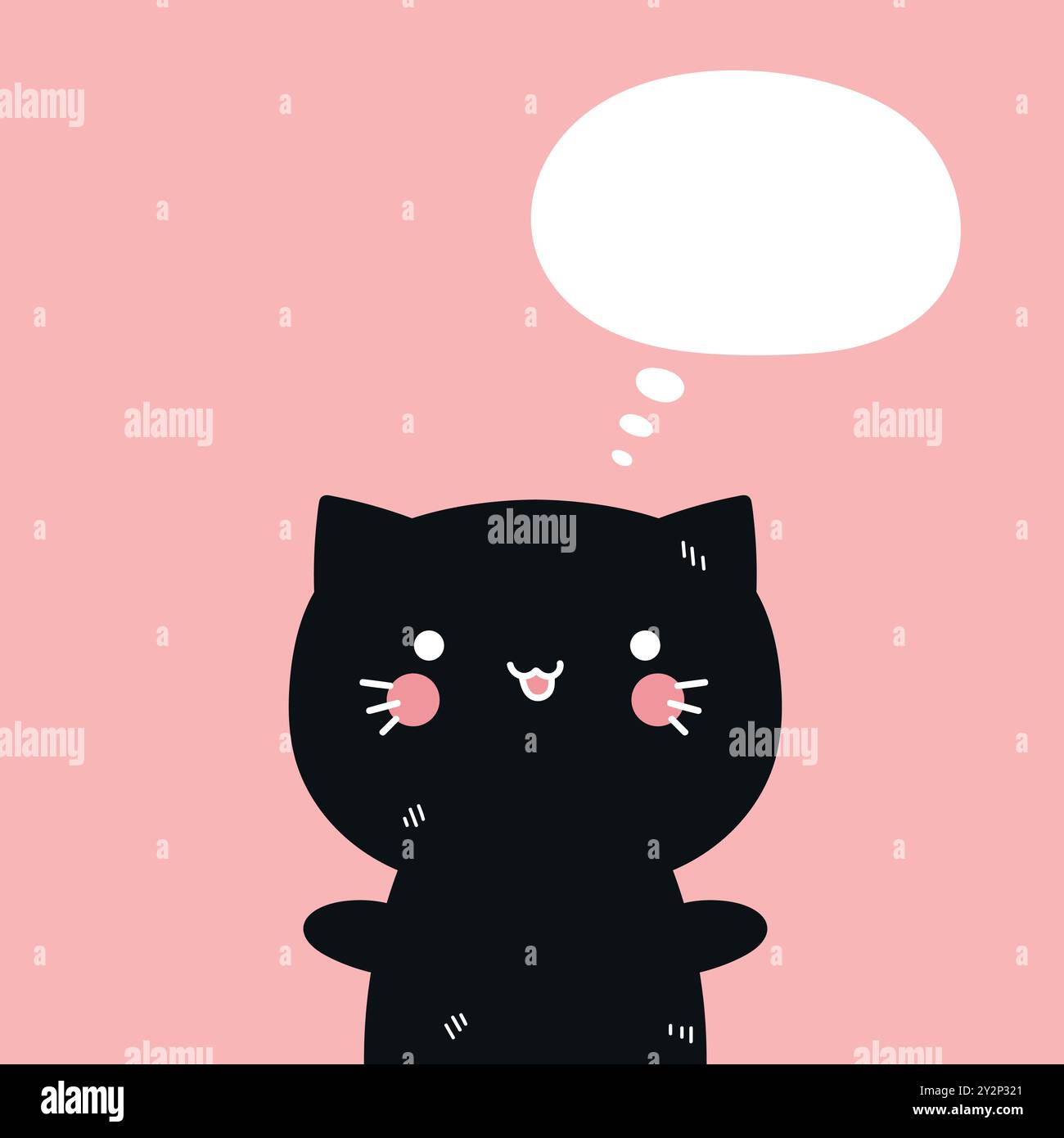 Cute hand drawn cat with an empty speech bubble. Vector illustration Stock Vector