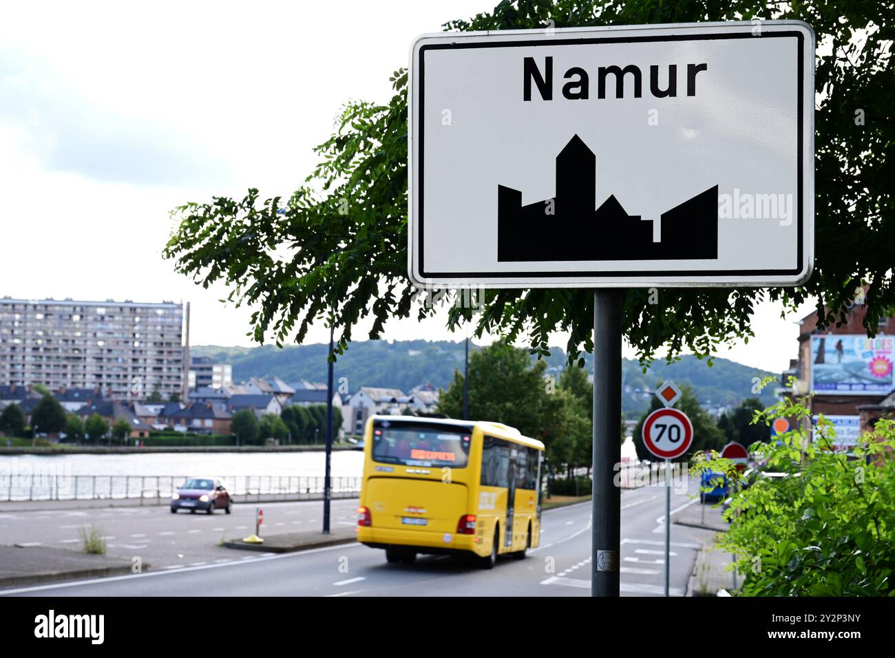 Roadsign Namur Stock Photo