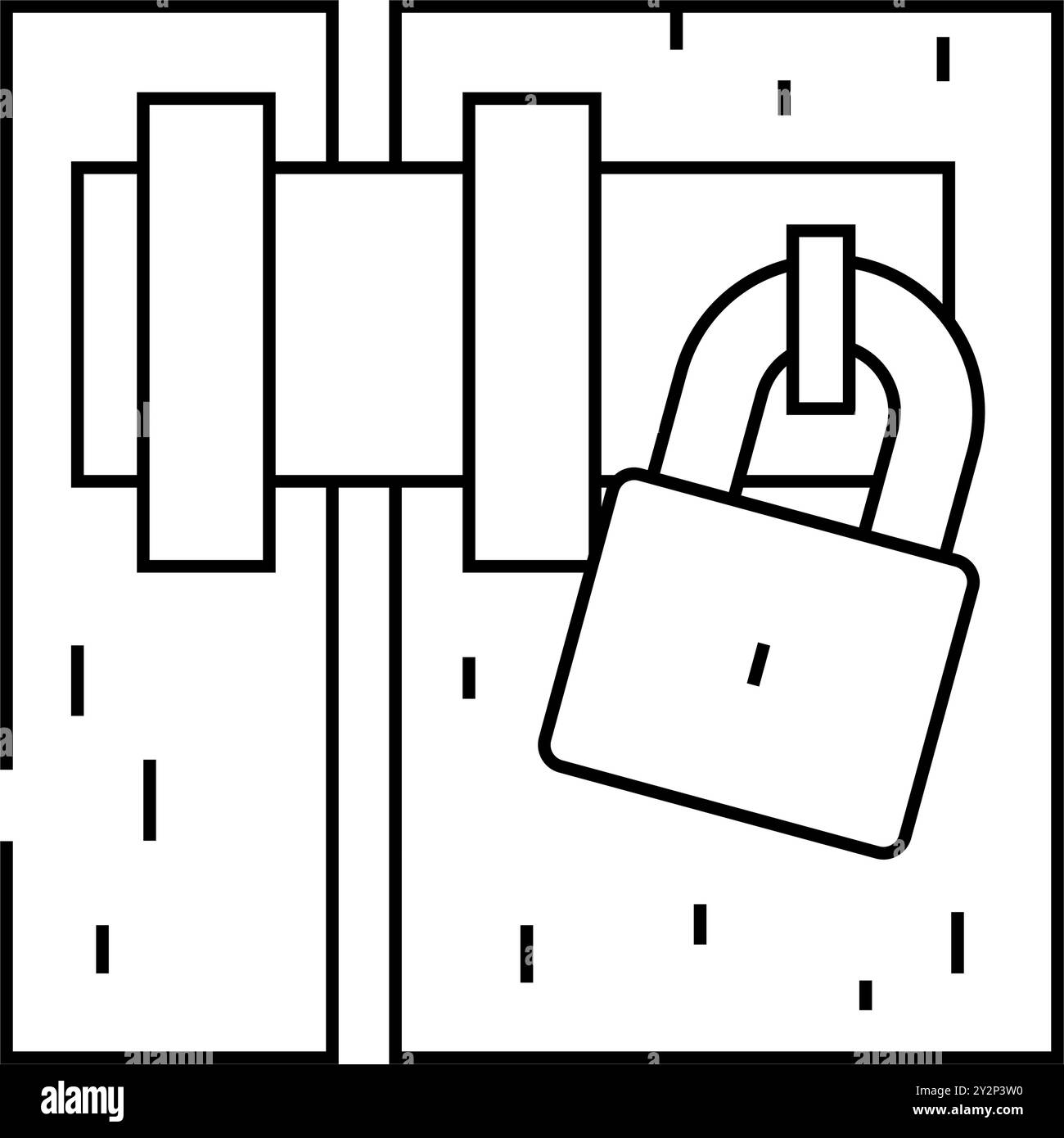 door padlock line icon vector illustration Stock Vector Image & Art - Alamy