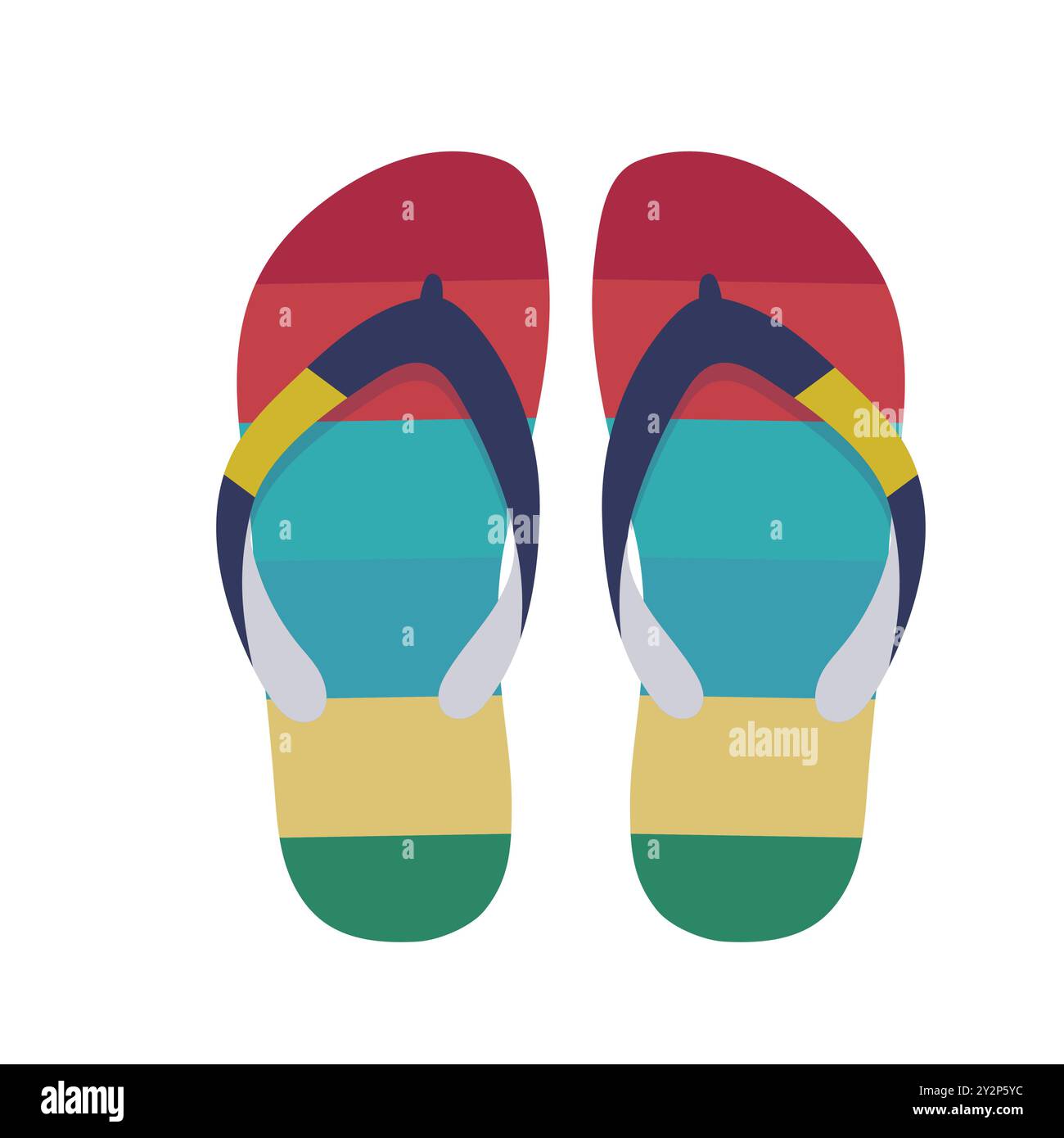 pairs of colored striped flip flops on a white background Stock Vector ...